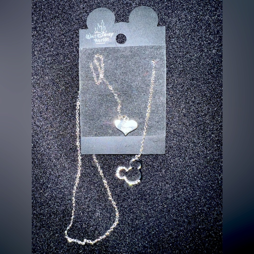 Disney necklace with diamond gems stone and heart
